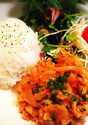レンジで6分！ 簡単☆ポークチャップ風-レシピのメイン写真