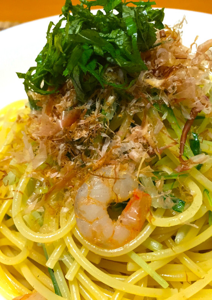 水菜と小海老の和風パスタ-レシピのメイン写真