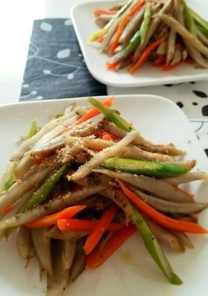 ごぼうとアスパラの塩きんぴら-レシピのメイン写真