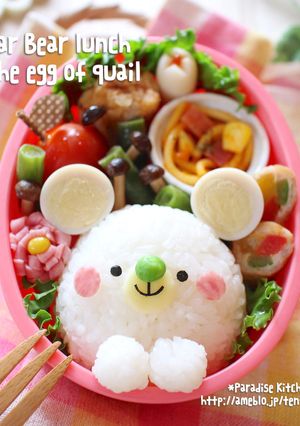 キャラ弁＊簡単♪うずら卵で白くまくん弁当-レシピのメイン写真