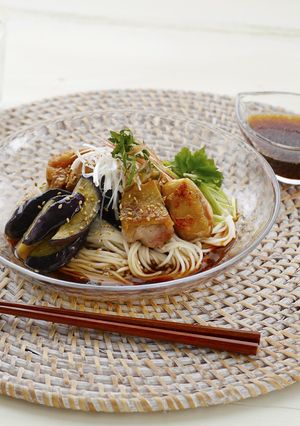 卯月製麺「鶏となすの冷しそうめん」-レシピのメイン写真