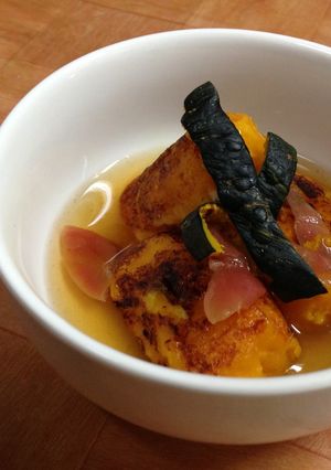 かぼちゃチーズ餅の梅あん掛け-レシピのメイン写真