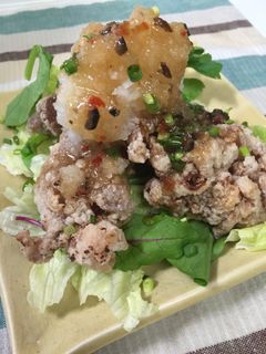 カリカリ豚肉のおろしのっけサラダ♪-レシピのメイン写真