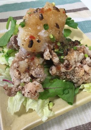 カリカリ豚肉のおろしのっけサラダ♪-レシピのメイン写真