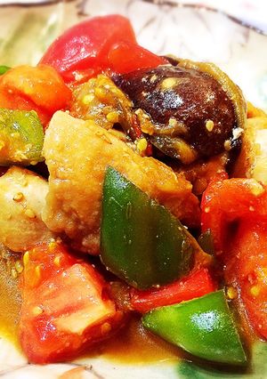 ご飯泥棒！鶏肉と夏野菜のごま味噌和え-レシピのメイン写真