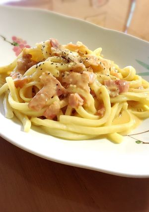 豆乳で梅カルボナーラ風うどん-レシピのメイン写真