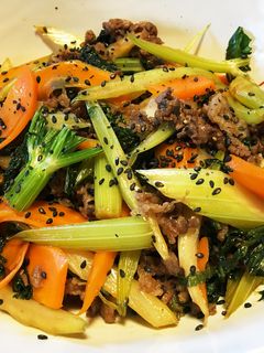 セロリと牛肉のキンピラ-レシピのメイン写真