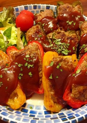 ♡カラフルピーマンの肉詰め♡-レシピのメイン写真