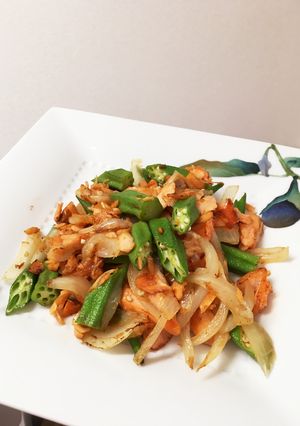 鮭とおくらの醤油炒め-レシピのメイン写真