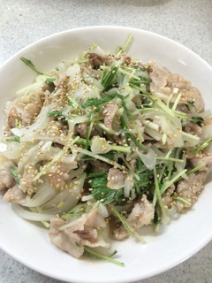 豚こまと水菜のねぎダレ炒め!-レシピのメイン写真