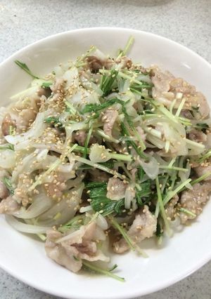 豚こまと水菜のねぎダレ炒め！-レシピのメイン写真