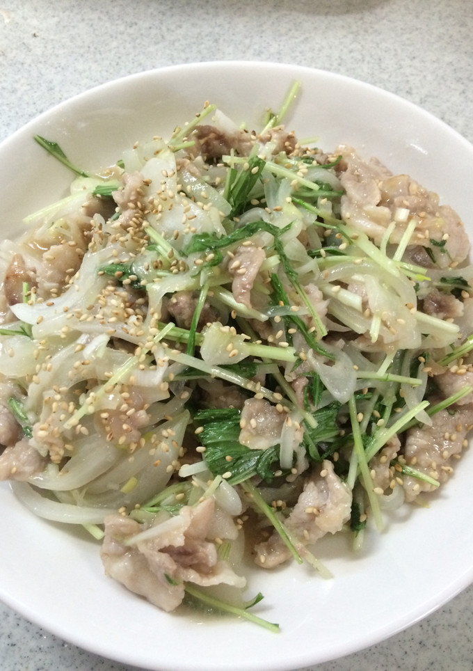 豚こまと水菜のねぎダレ炒め！-レシピのメイン写真