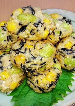 豆腐と枝豆コーンひじきの落し揚げ♪♪-レシピのメイン写真