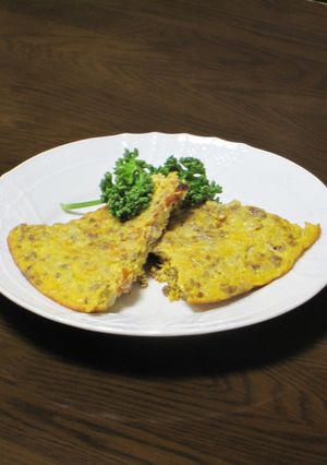 挽肉と玉ねぎだけの簡単！シンプルオムレツ-レシピのメイン写真