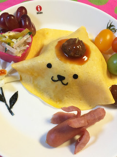 簡単☆ポムポムプリンカフェ風オムライス☆-レシピのメイン写真