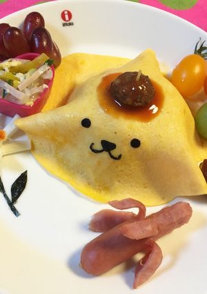 簡単☆ポムポムプリンカフェ風オムライス☆-レシピのメイン写真