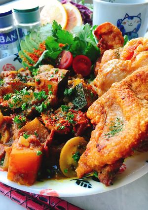 パリパリ鶏皮&鶏脂で夏野菜カレー-レシピのメイン写真