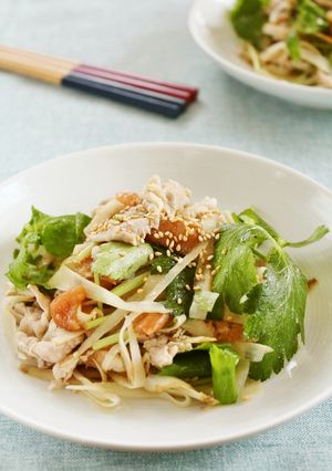 梅とごぼうと三つ葉の冷しゃぶ風サラダ-レシピのメイン写真