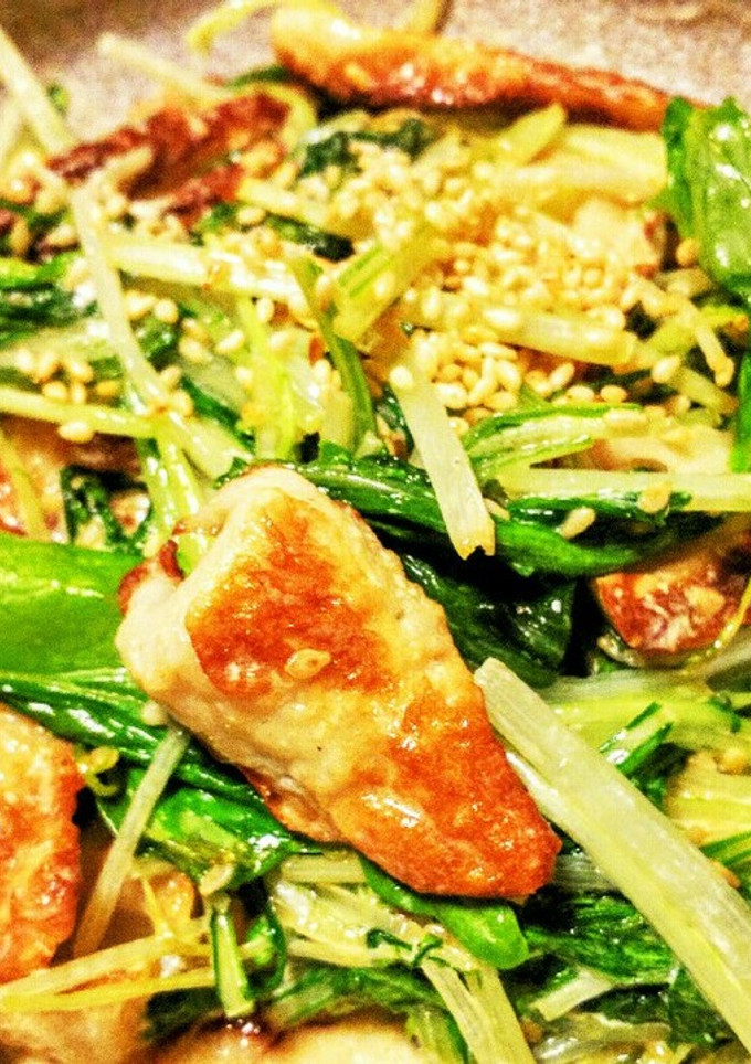 水菜と竹輪の胡麻マヨネーズ炒め-レシピのメイン写真