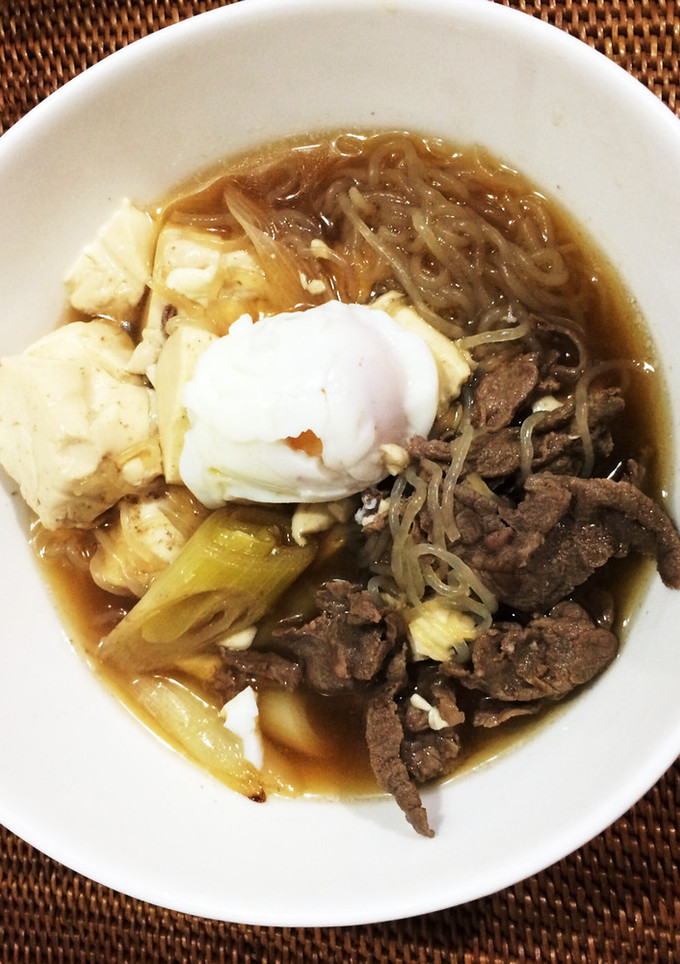 簡単 温泉卵の すき焼き風 肉豆腐-レシピのメイン写真