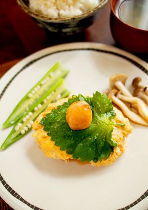 梅と鶏のハンバーグ～照り焼き仕立て～-レシピのメイン写真