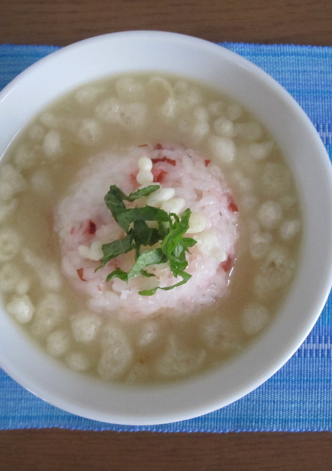 梅お握りの冷やしかちゅー湯漬け-レシピのメイン写真