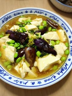 簡単!ナスと枝豆の豆腐あんかけ-レシピのメイン写真
