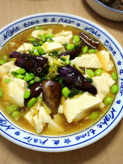 簡単!ナスと枝豆の豆腐あんかけ-レシピのメイン写真
