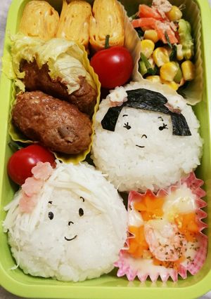 キャラ弁　簡単おにぎり　女の子-レシピのメイン写真