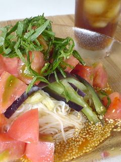トマトとなすのピリ辛☆冷やしそうめん-レシピのメイン写真