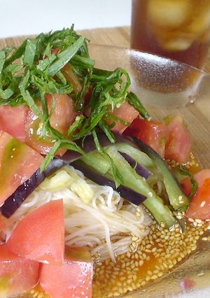 トマトとなすのピリ辛☆冷やしそうめん-レシピのメイン写真