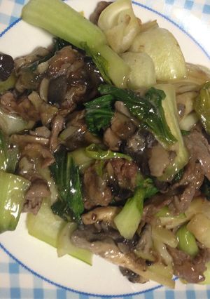 牛肉とアワビ茸、青梗菜の中華風炒め-レシピのメイン写真