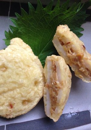 梅納豆のレンコンはさみ揚げ-レシピのメイン写真