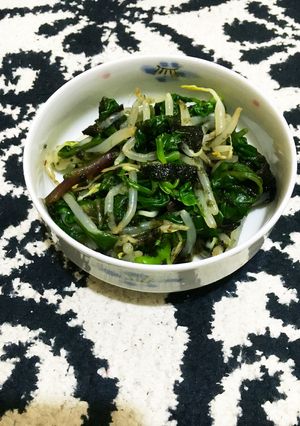 美味♪もやしとツルムラサキの海苔和え-レシピのメイン写真