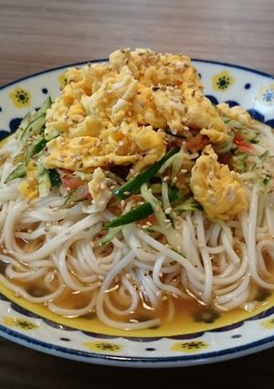 ふわふわ卵の梅トマきゅうりそうめん☆-レシピのメイン写真