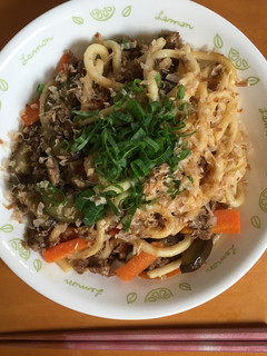 茄子と挽肉の焼うどん-レシピのメイン写真