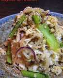 おからこんにゃく麺の具だくさん味噌パスタ
