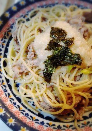 柚子胡椒風味のとろろのせパスタ-レシピのメイン写真