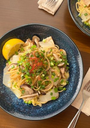旨味凝縮！塩揉み白菜のワンパン和風パスタ-レシピのメイン写真