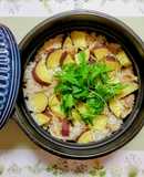 さつまいもと豚バラの味噌風味炊き込みご飯