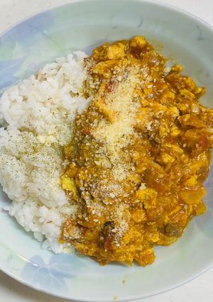 ワンボールレンジ、サバ豆腐ドライカレー！-レシピのメイン写真