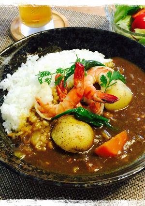 圧力鍋で玉ねぎトロトロ、シーフードカレー-レシピのメイン写真
