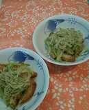 薩摩揚と長葱のゆず胡椒風味とろろ昆布のせ