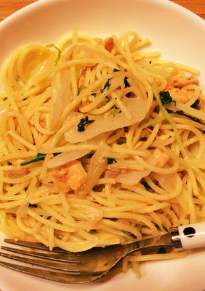 覚書☆鮭と水菜の簡単パスタ-レシピのメイン写真