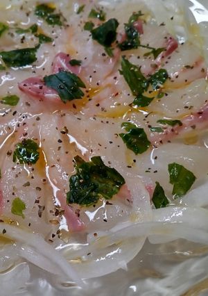 鯛のカルパッチョ(酢の代わりに梅酢でも)-レシピのメイン写真