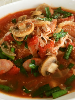 【糖質0g麺】ニラのトマトスープ麺-レシピのメイン写真