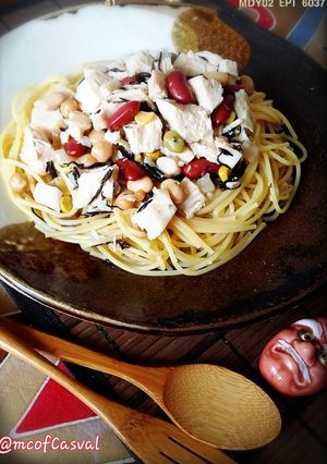 ヒジキ豆とサラダチキンのパスタ-レシピのメイン写真