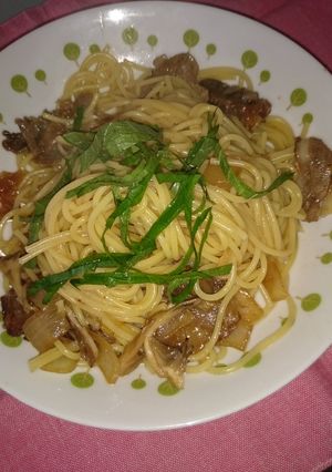 梅干しでさっぱり☆豚こまの和風パスタ-レシピのメイン写真