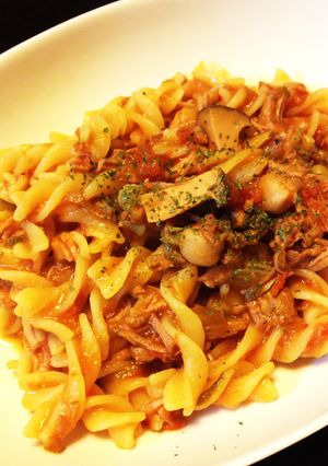 【ノンオイル】圧力鍋でヒレ肉トマトパスタ-レシピのメイン写真