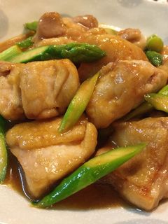 鶏もも肉とアスパラの甘辛味噌炒め♪-レシピのメイン写真